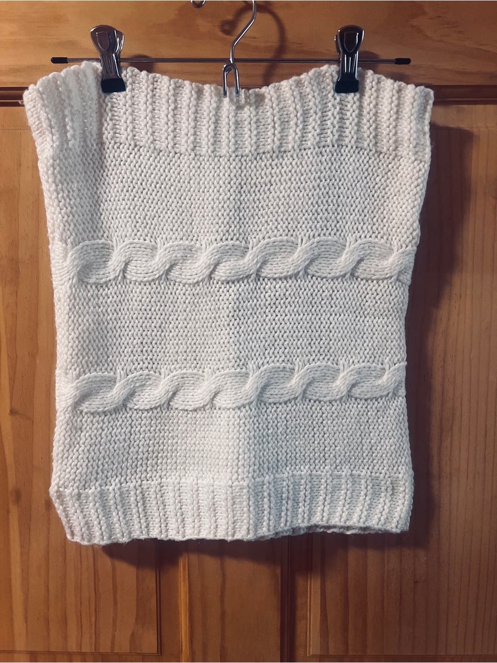 Off-Shoulder Cable Knit Sweater Tube in Cream - Brand Not Visible